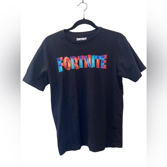Fortnite Other - Fortnite Youth Boys Kids Graphic T-Shirt Black Rainbow Logo Video Game XXL (18)